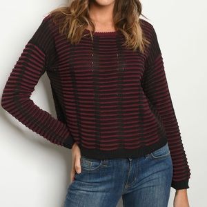 Two tone burgundy and black sweater